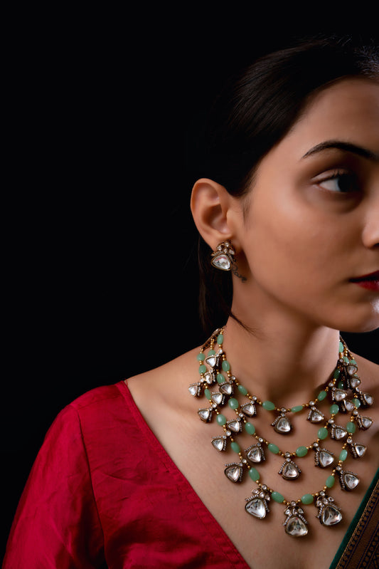 Layered Polki Necklace Set - VNN016