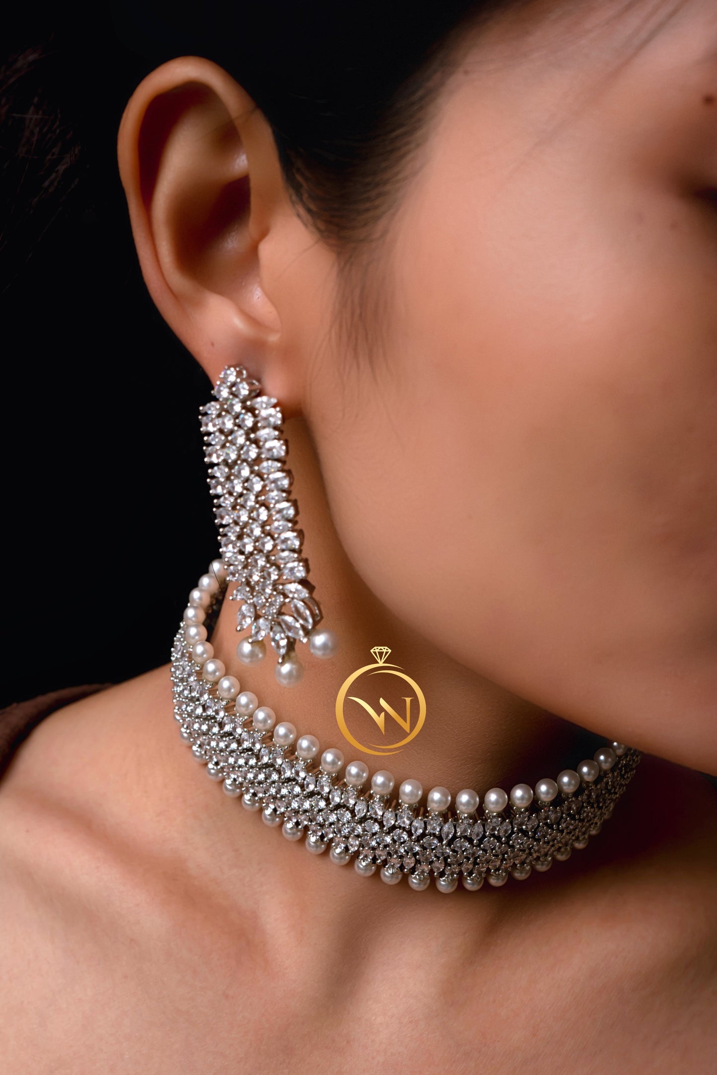 Diamond Choker Necklace Set - VNN030