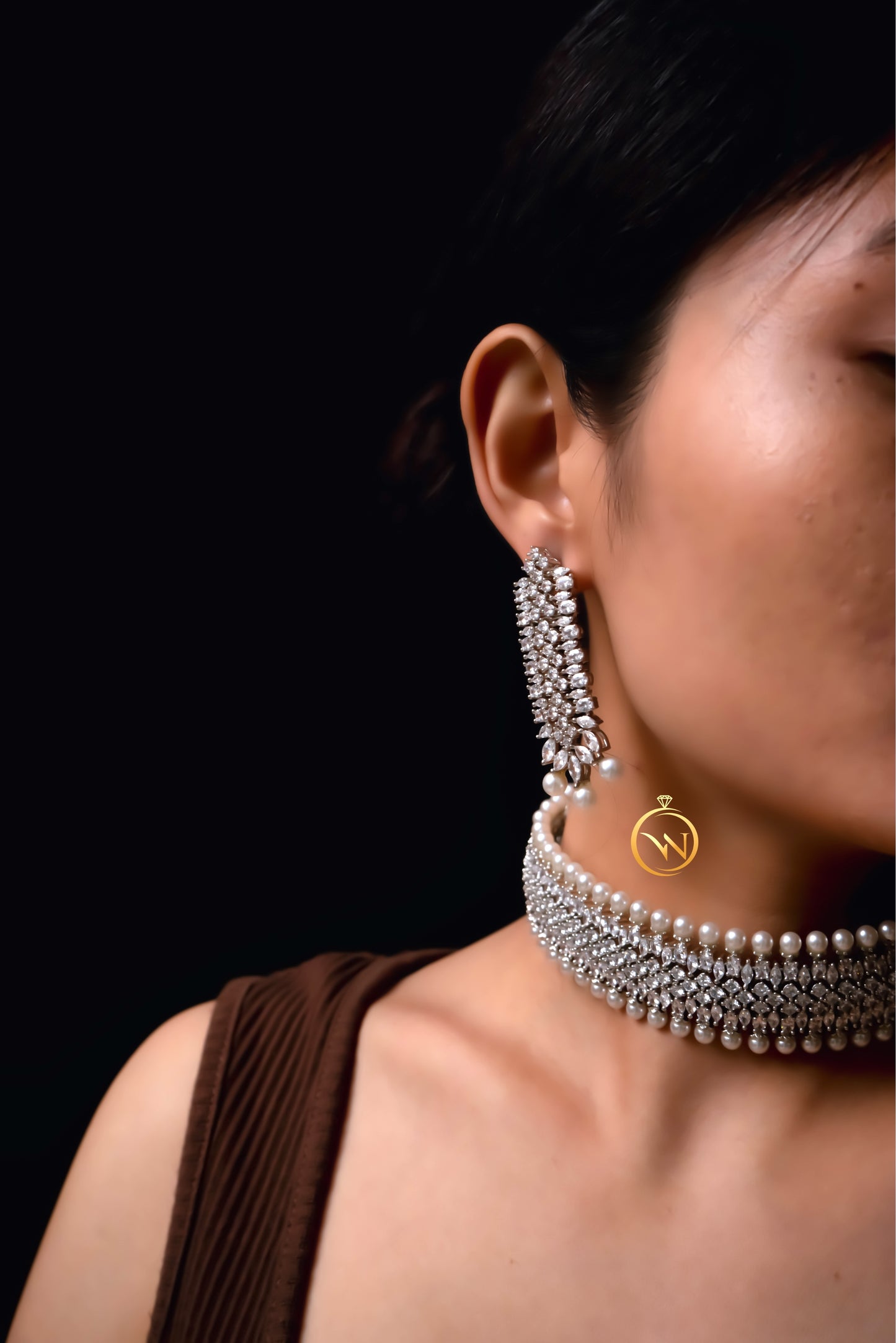 Diamond Choker Necklace Set - VNN030