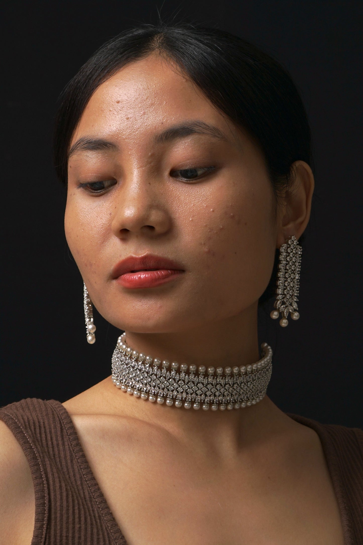 Diamond Choker Necklace Set - VNN030