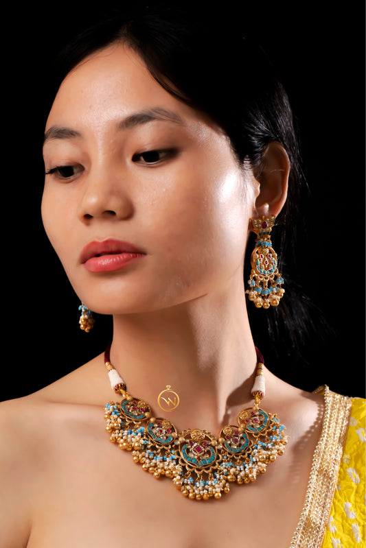 Firoza Multicoloured Necklace Set - VNN046