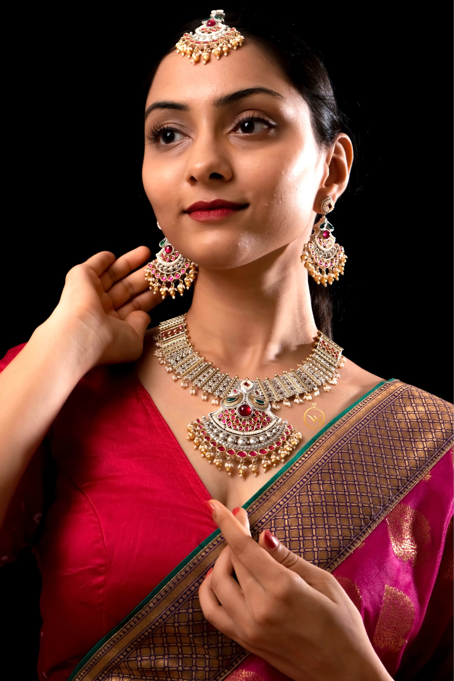 Long U Shape Rani Necklace Set - VNN048