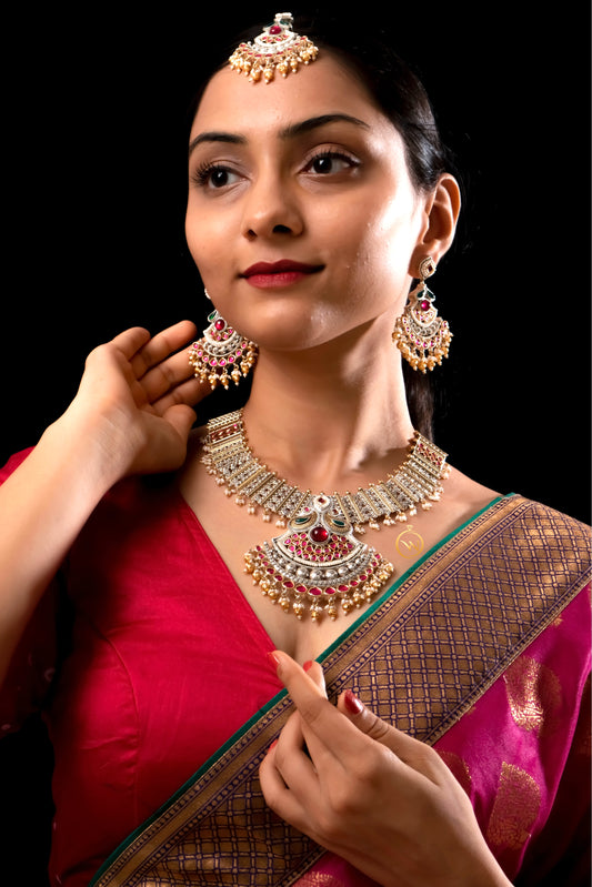 Long U Shape Rani Necklace Set - VNN048