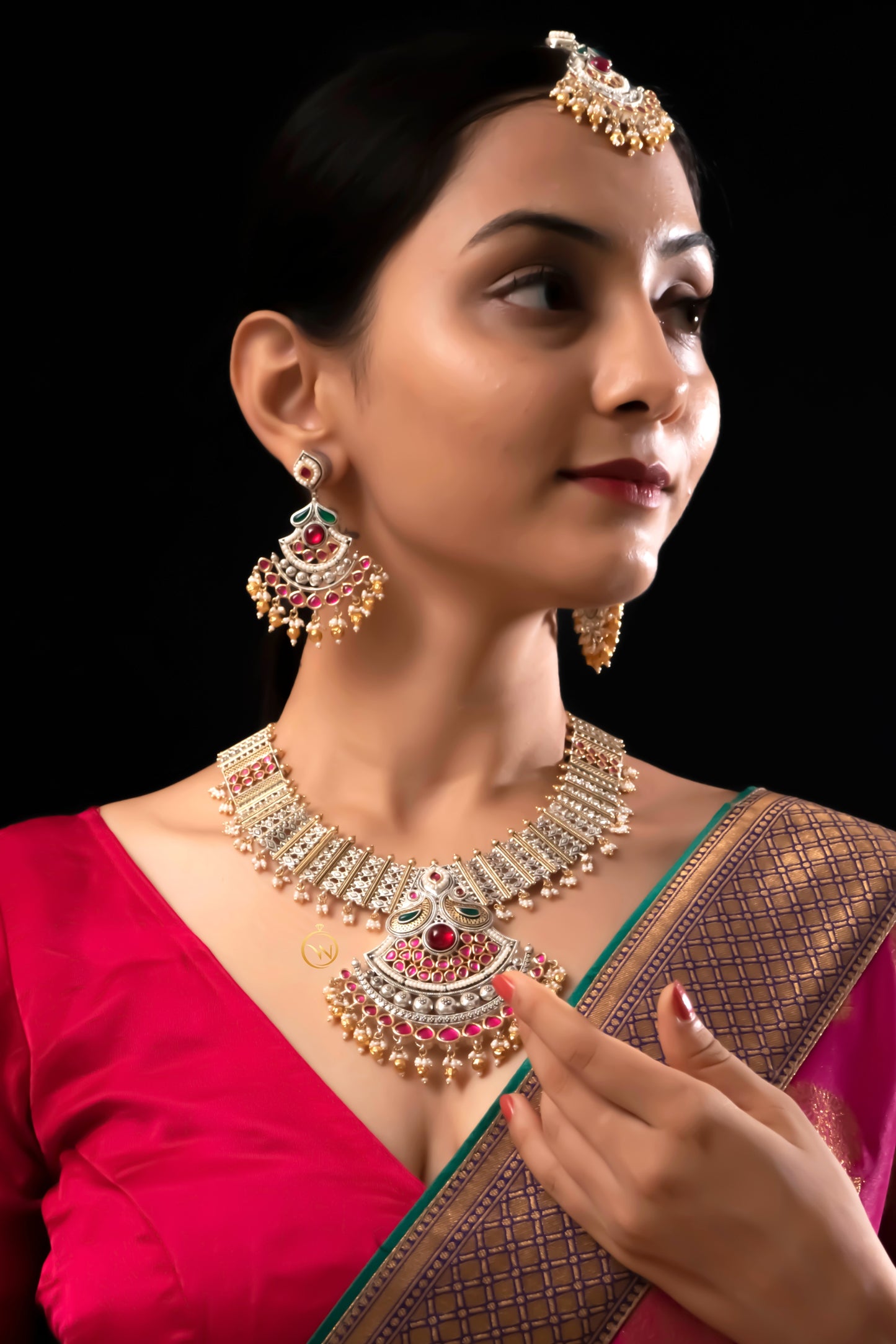 Long U Shape Rani Necklace Set - VNN048