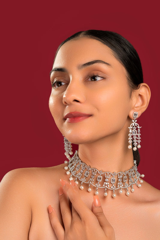 Diamond Choker Necklace Set - VNN050