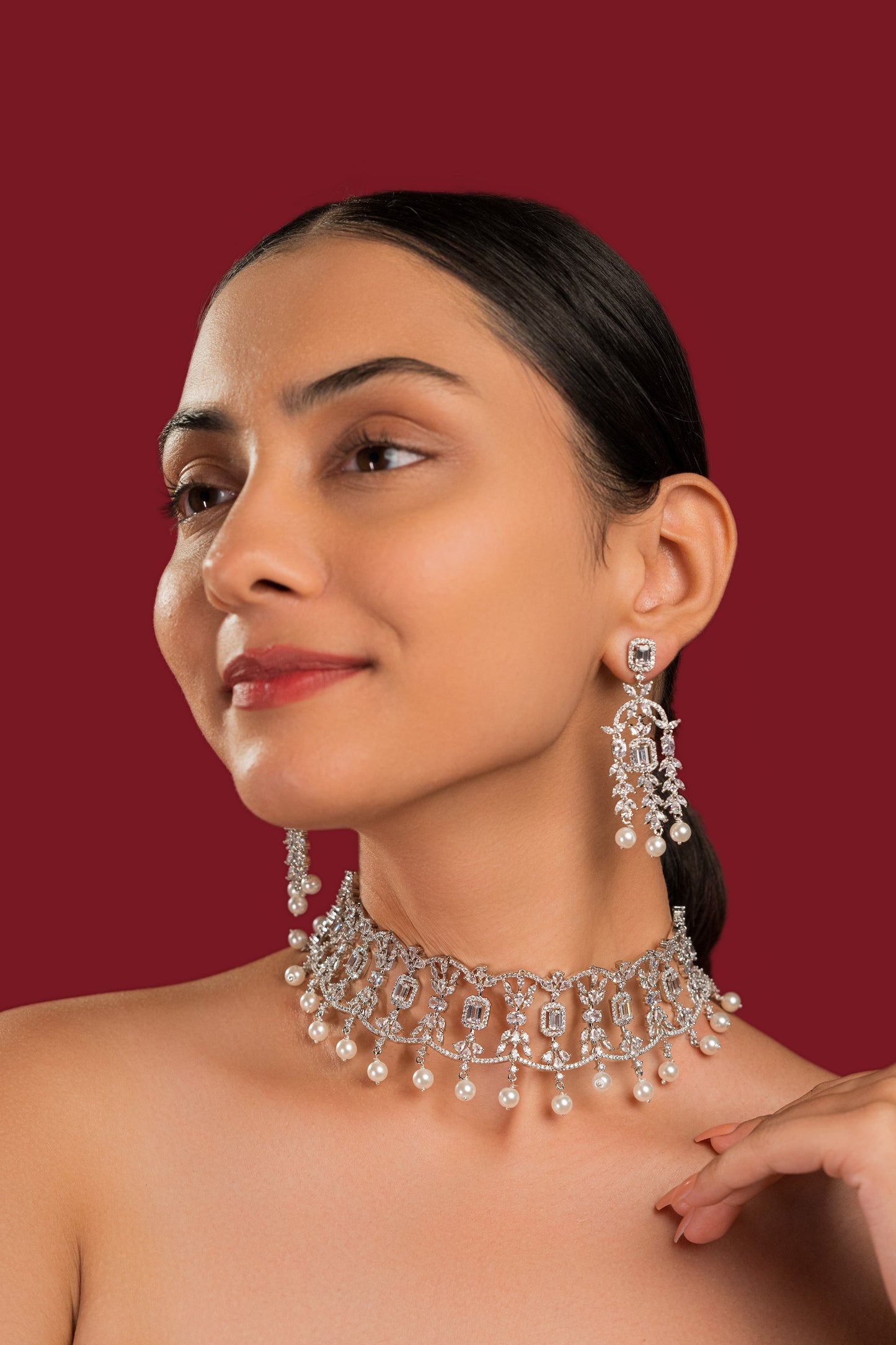 Diamond Choker Necklace Set - VNN050