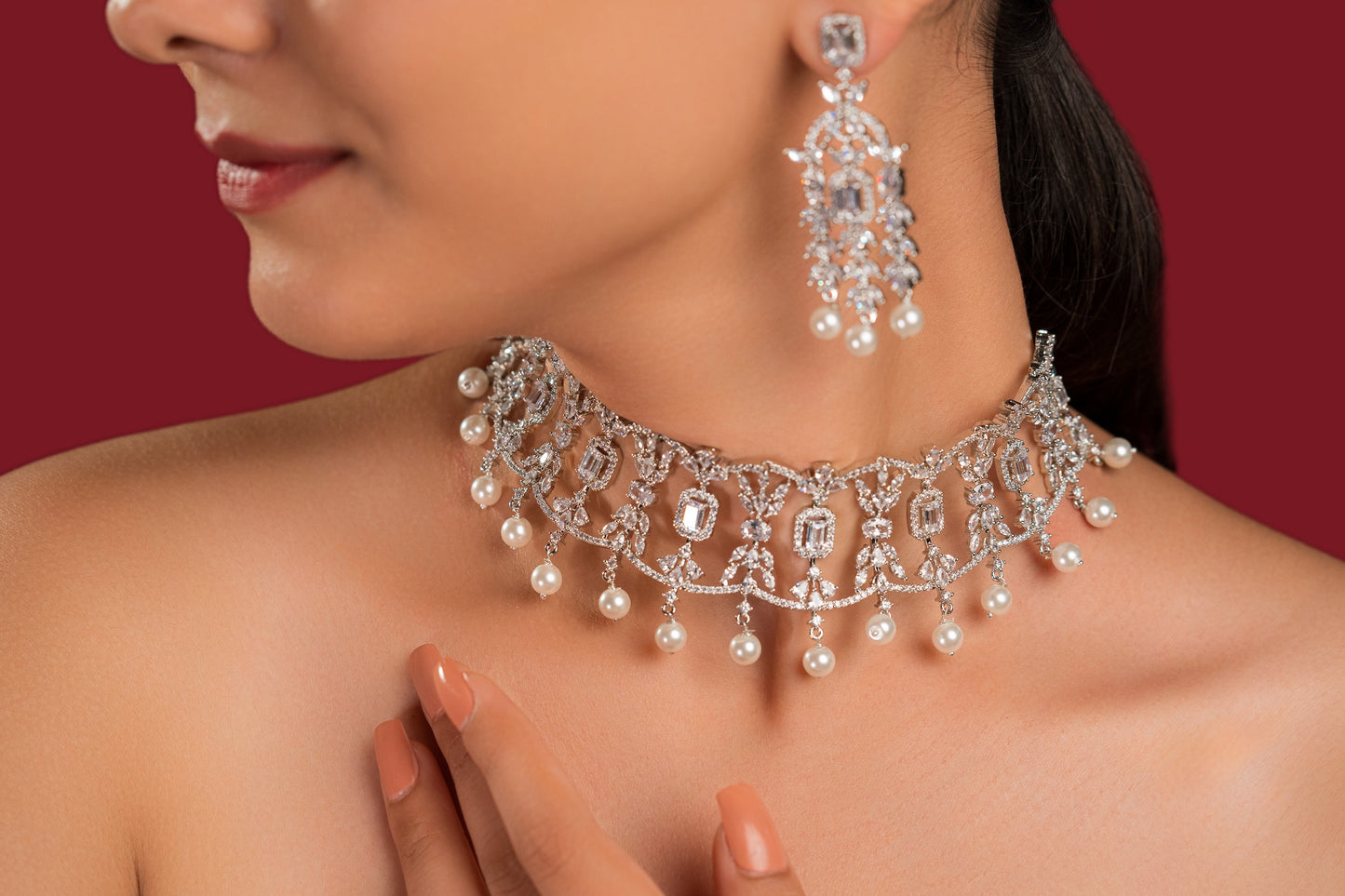 Diamond Choker Necklace Set - VNN050