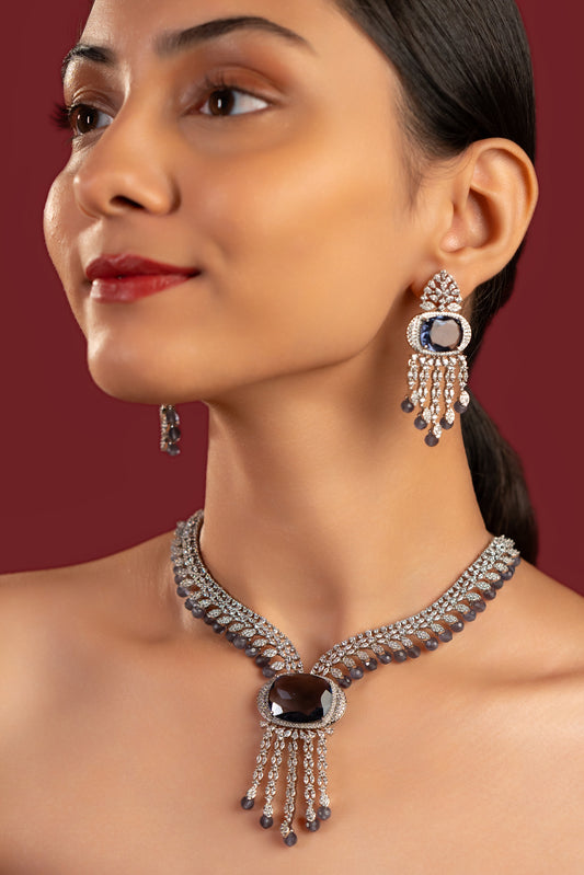 Lilac CZ Diamond Necklace Set - VNN052