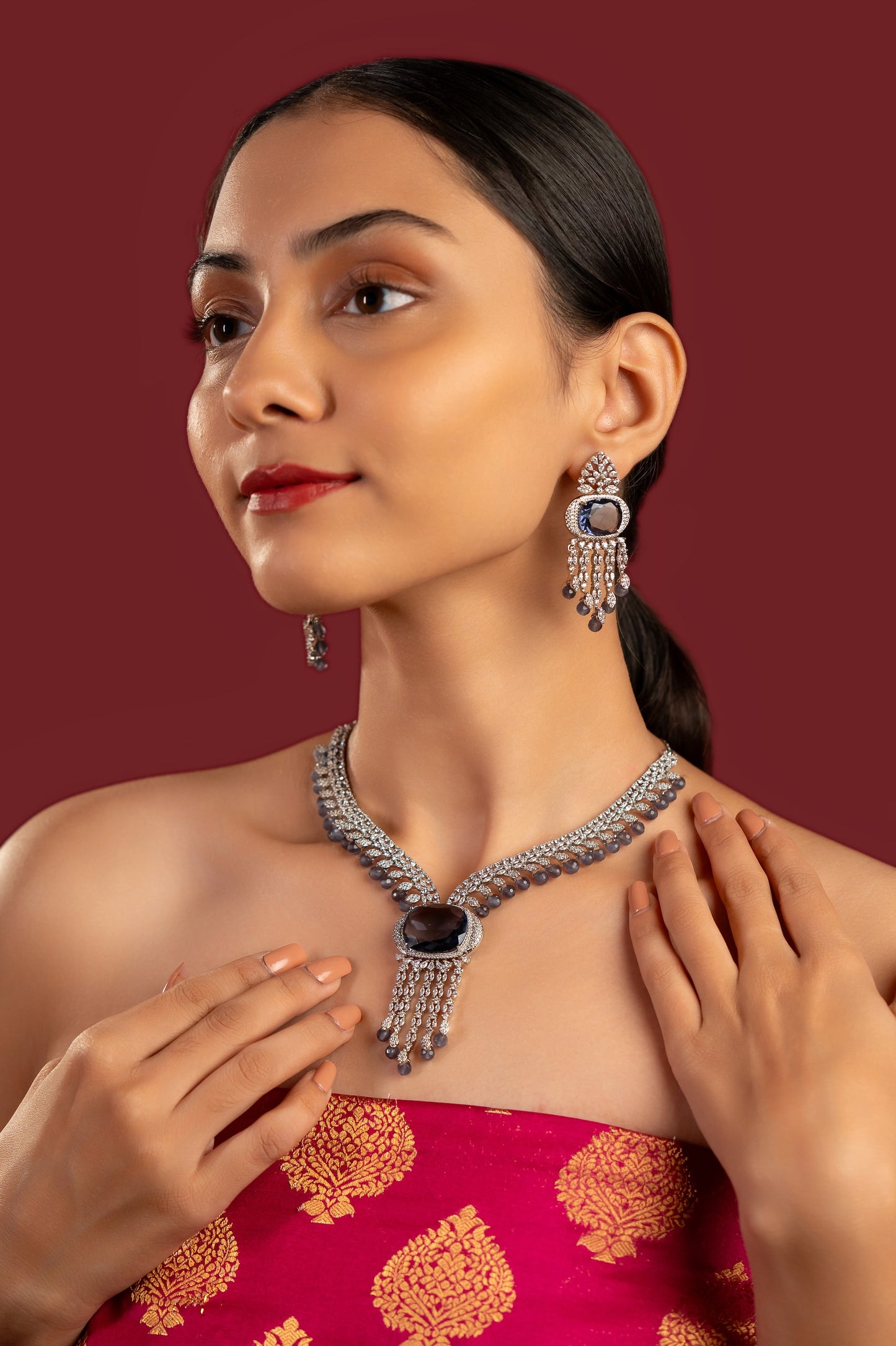 Lilac CZ Diamond Necklace Set - VNN052