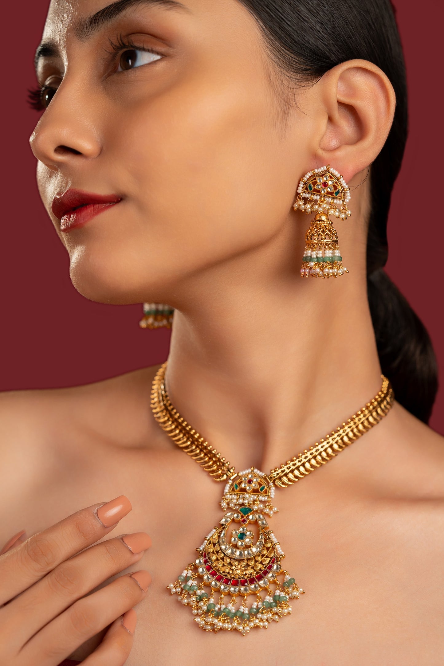 Antique Jadau Necklace Set - VNN054