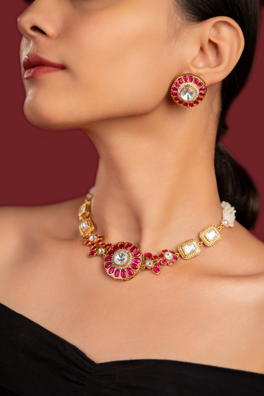 Rubi Pearl Polki Choker Set - VNN067