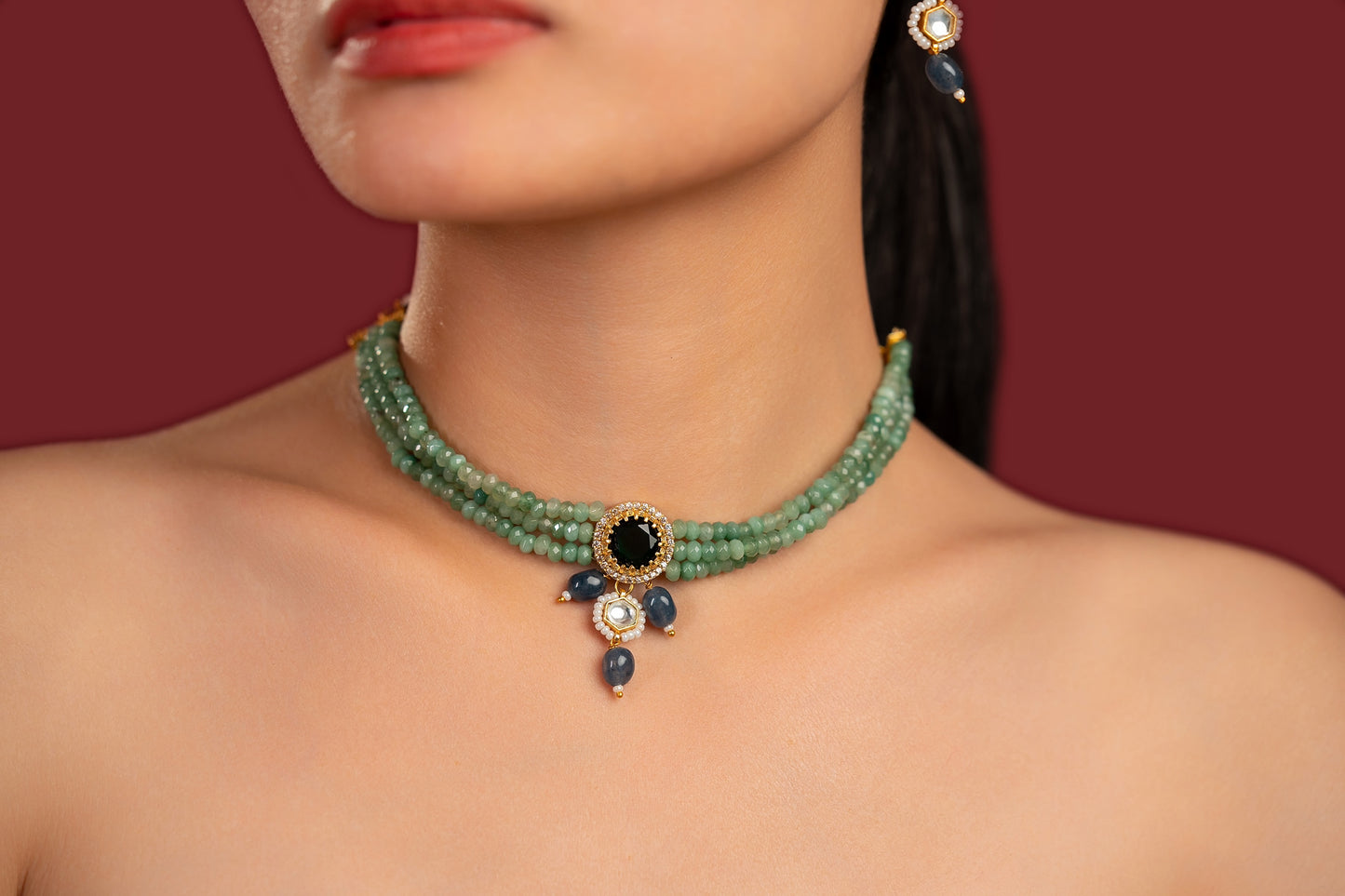 Green Blue Choker Set - VNN068