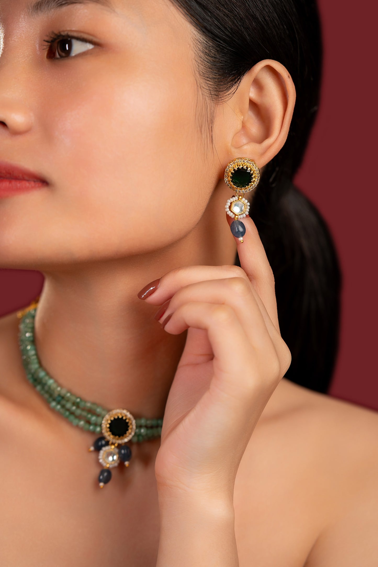 Green Blue Choker Set - VNN068