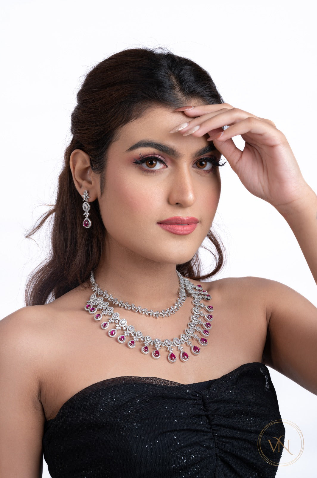 Pink Diamond Necklace Set VNN202