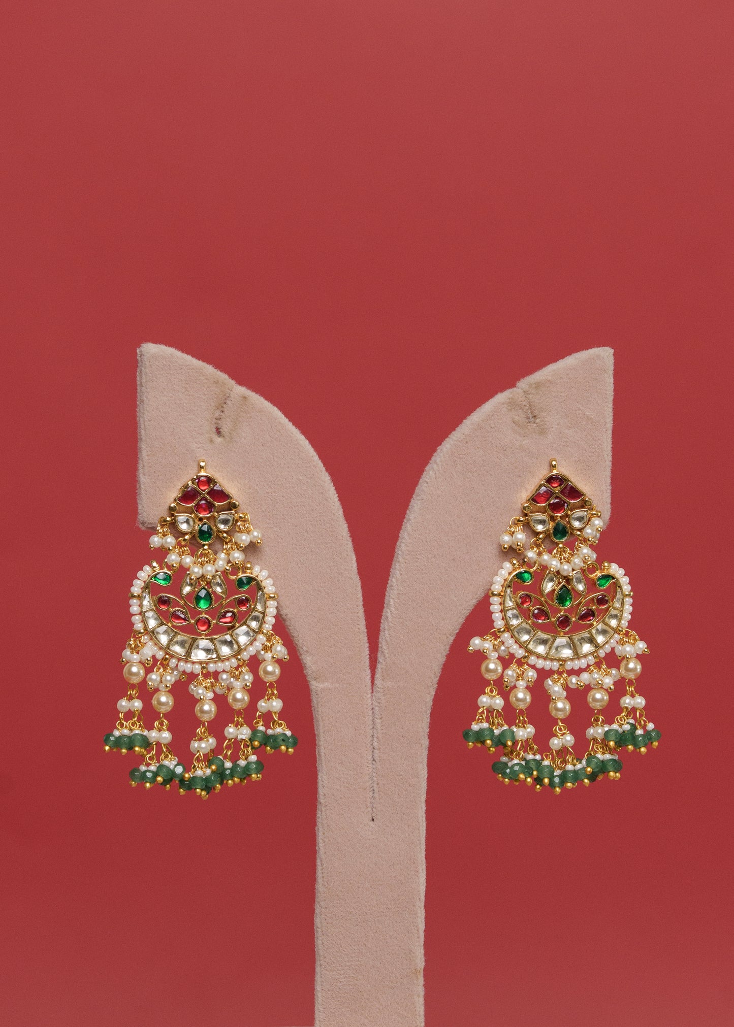 Green White Beads Multi Jadau Mala Set VNN470