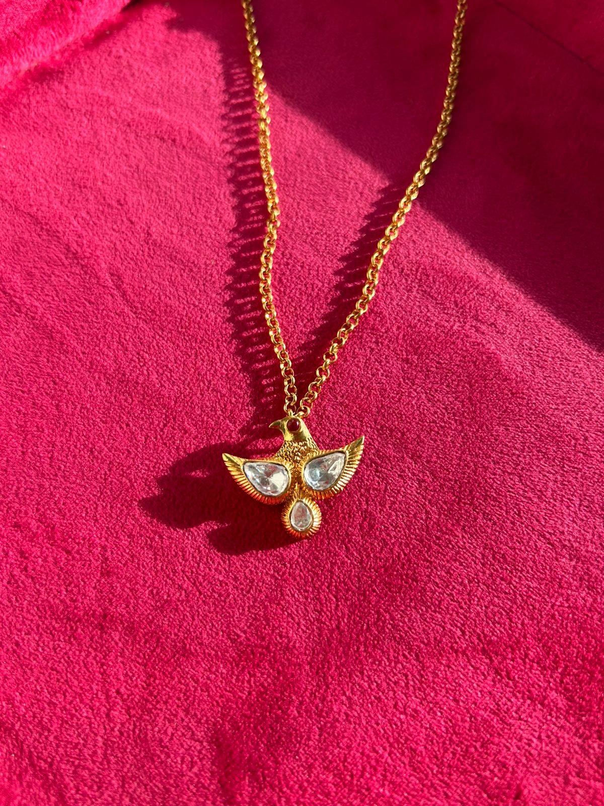 Bird White Polki Pendant Chain Set Only VNN495