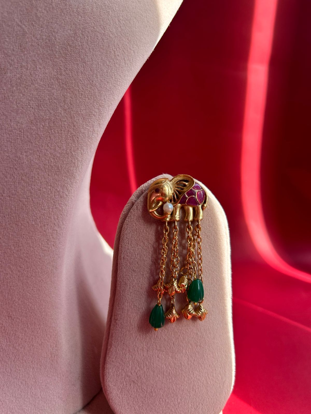 Elephant Multi Stone Polki Necklace Set VNN415