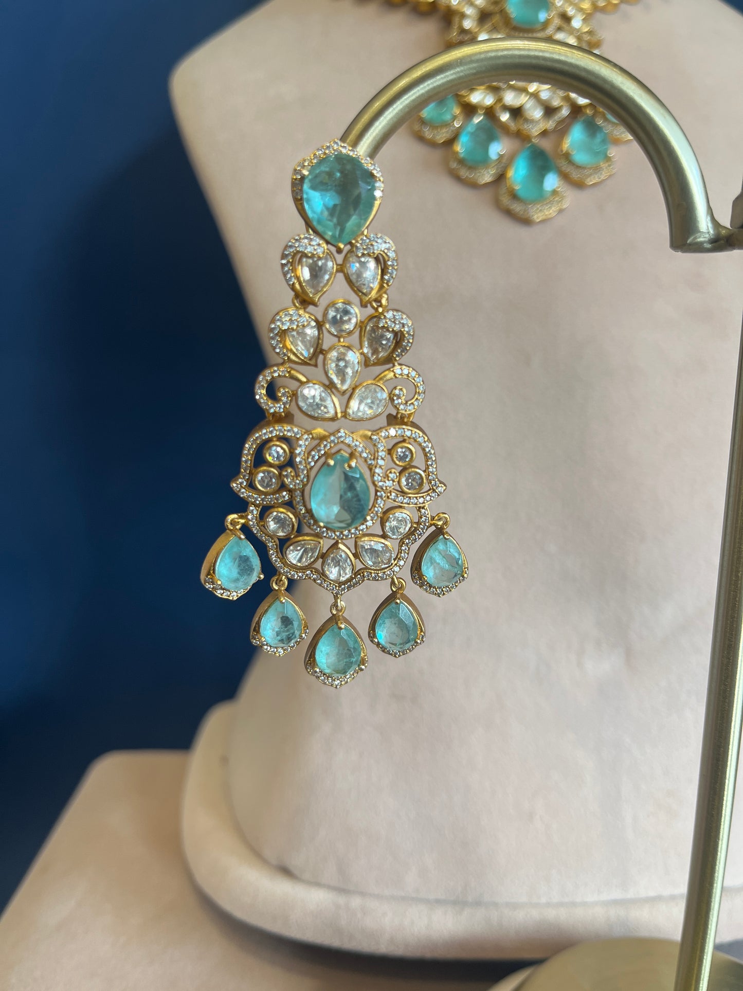 Victorian Green Doublet Stone Necklace Set VNN567