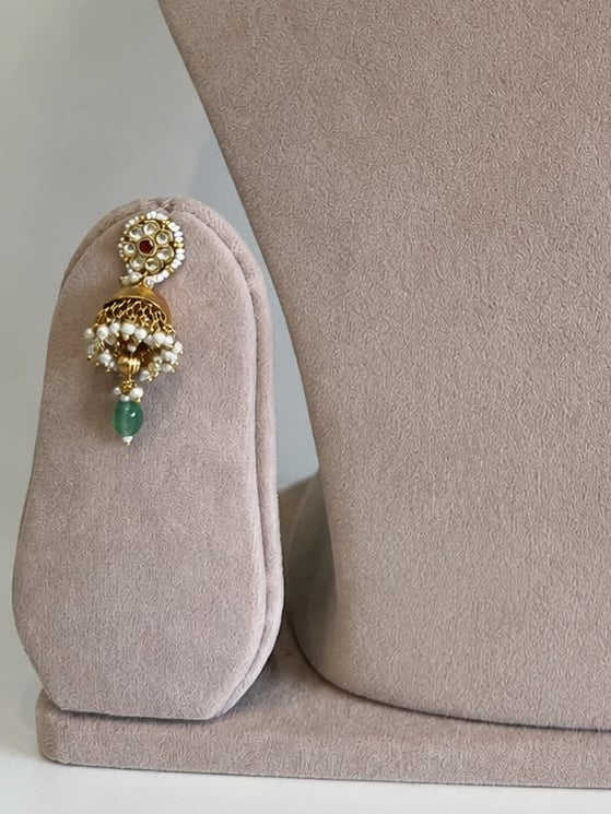 Gold Plate Jadau Motif Green suzani Chokar Set VNN612