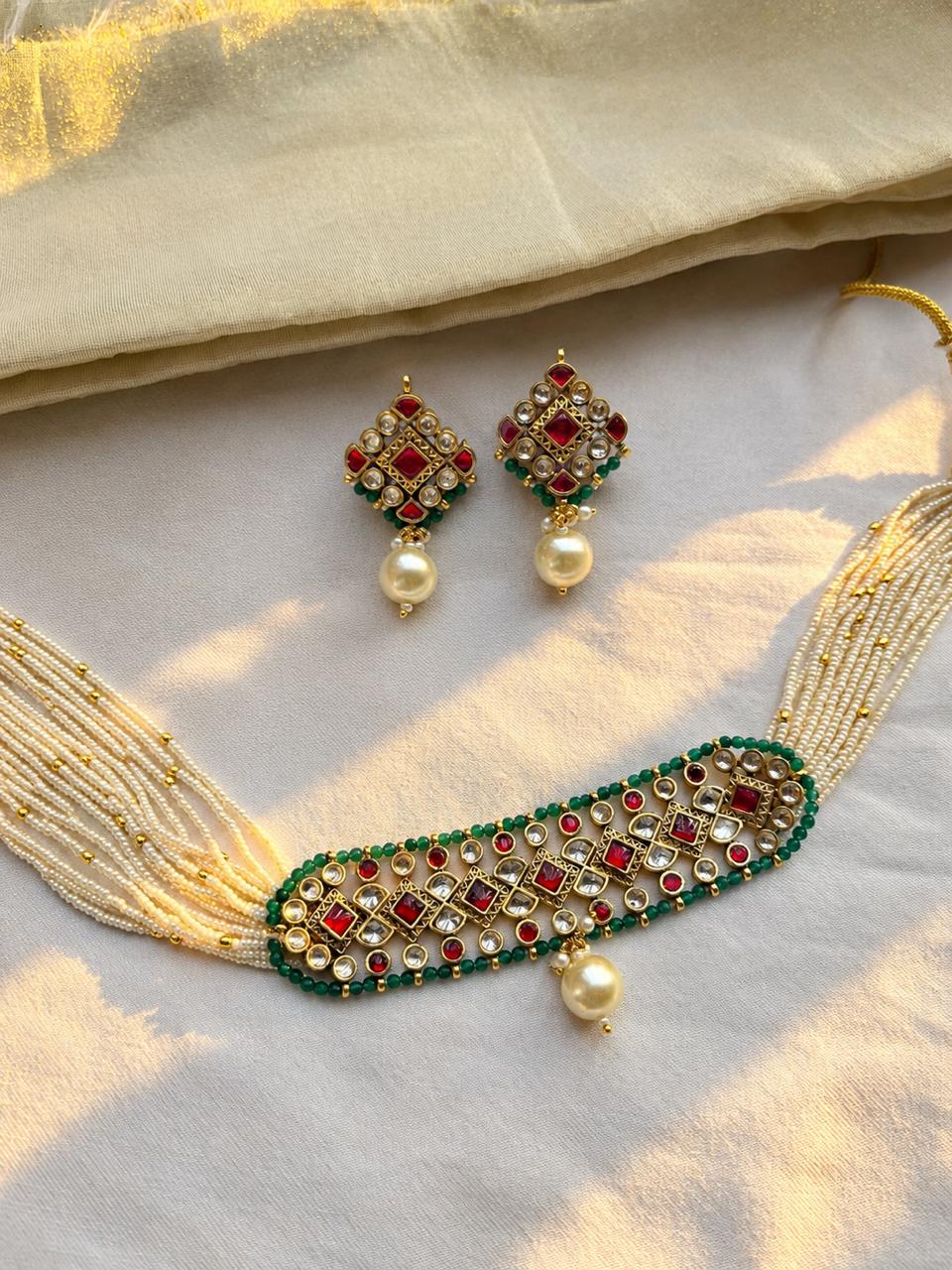 Emerald-Red Choker Set VNN752