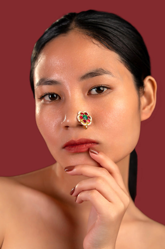 Multi Jadau Nose Ring - VNNR003