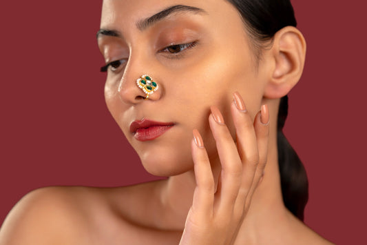 Green Jadau Nose Ring - VNNR004