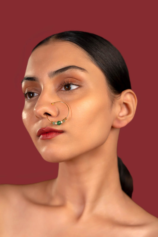 Green Beads Nose Ring - VNNR005