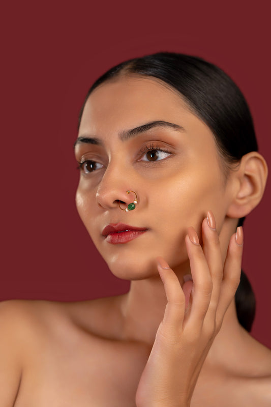 Green Beads Nose Ring - VNNR007