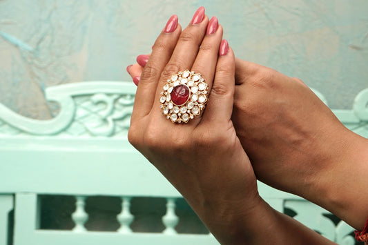 Red Stone Polki Ring - VNR003
