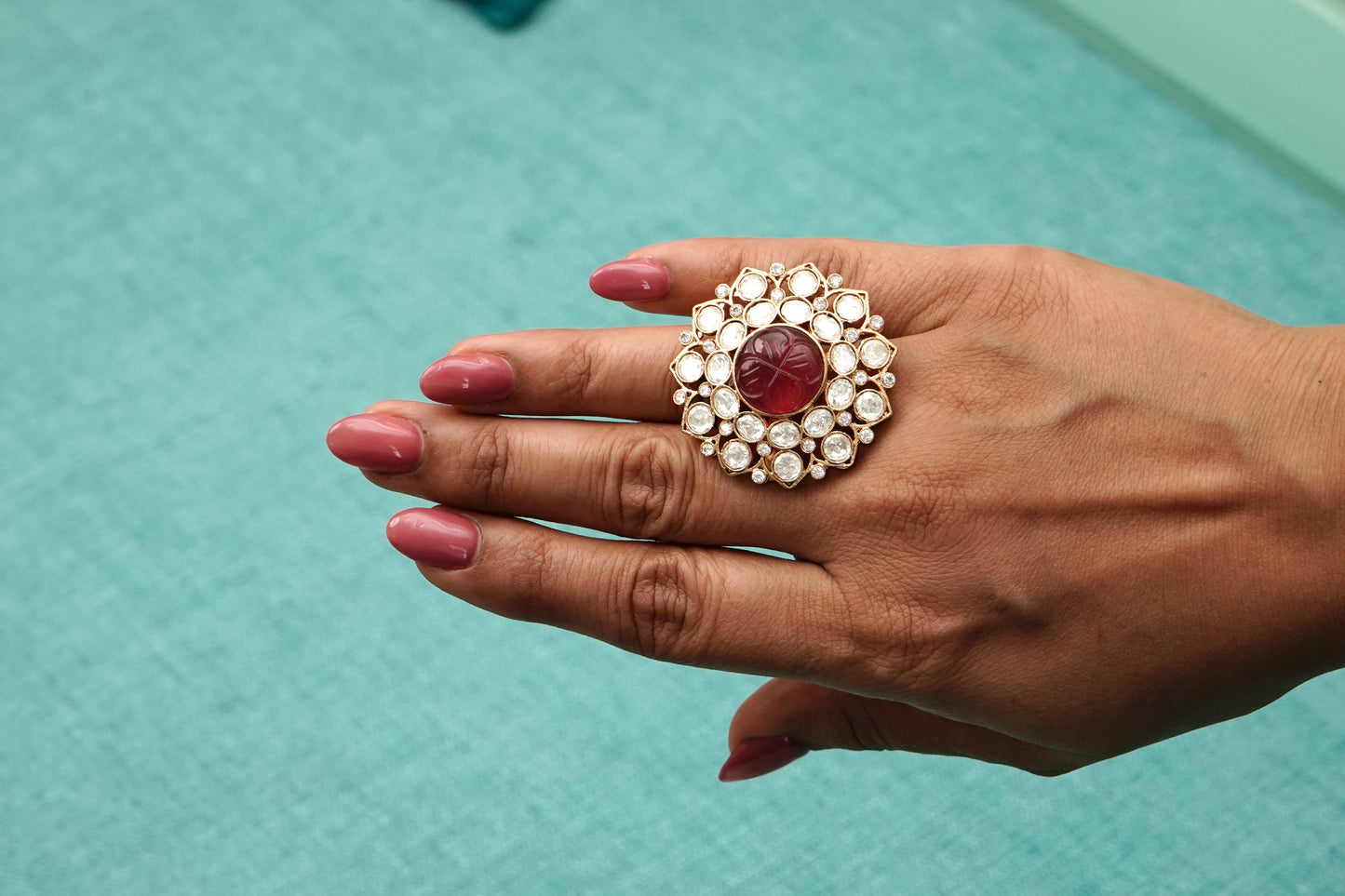 Red Stone Polki Ring - VNR003