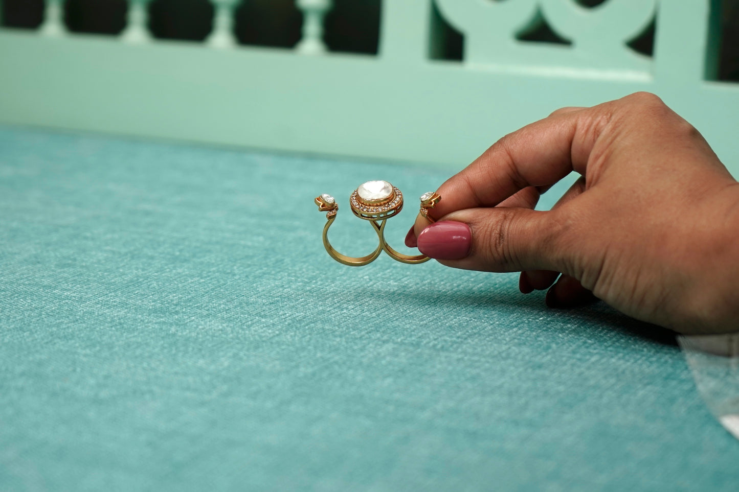 Polki Dual Finger Ring - VNR005