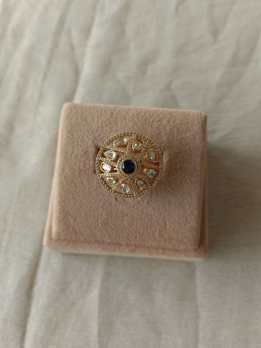 Blue Stone Polki Ring VNR114