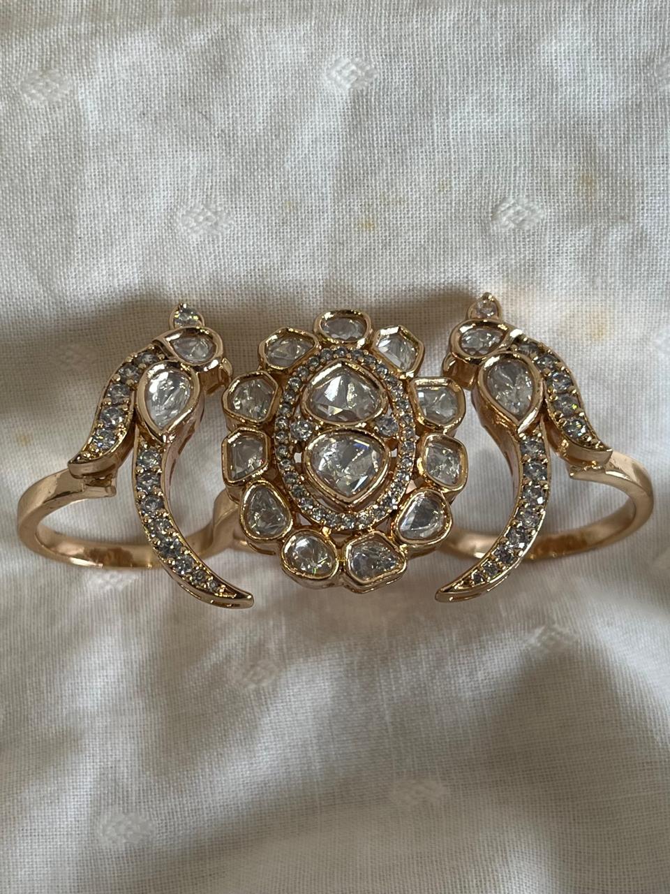 Bird Motif Polki Triple Finger Ring VNR125
