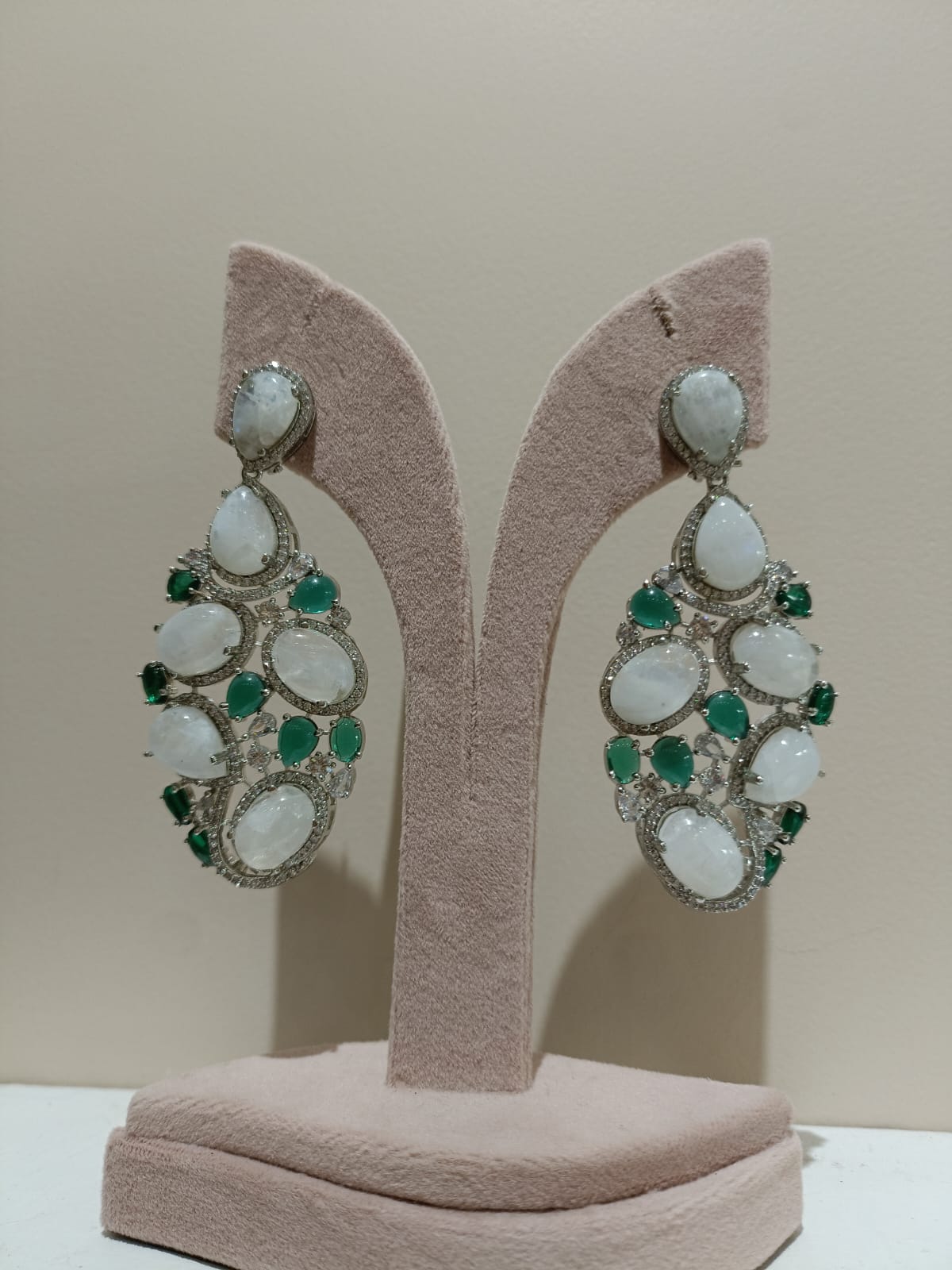 Green MOP Diamond Earrings VNE102