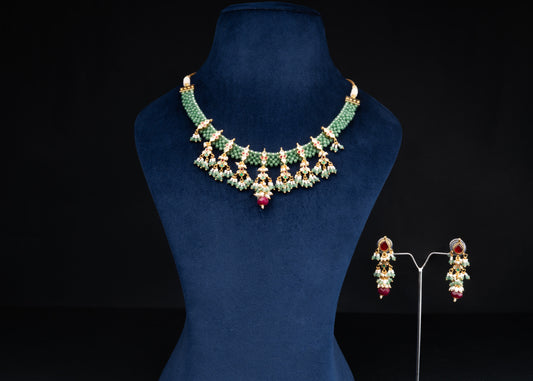 Green Jal Jadau Necklace Set