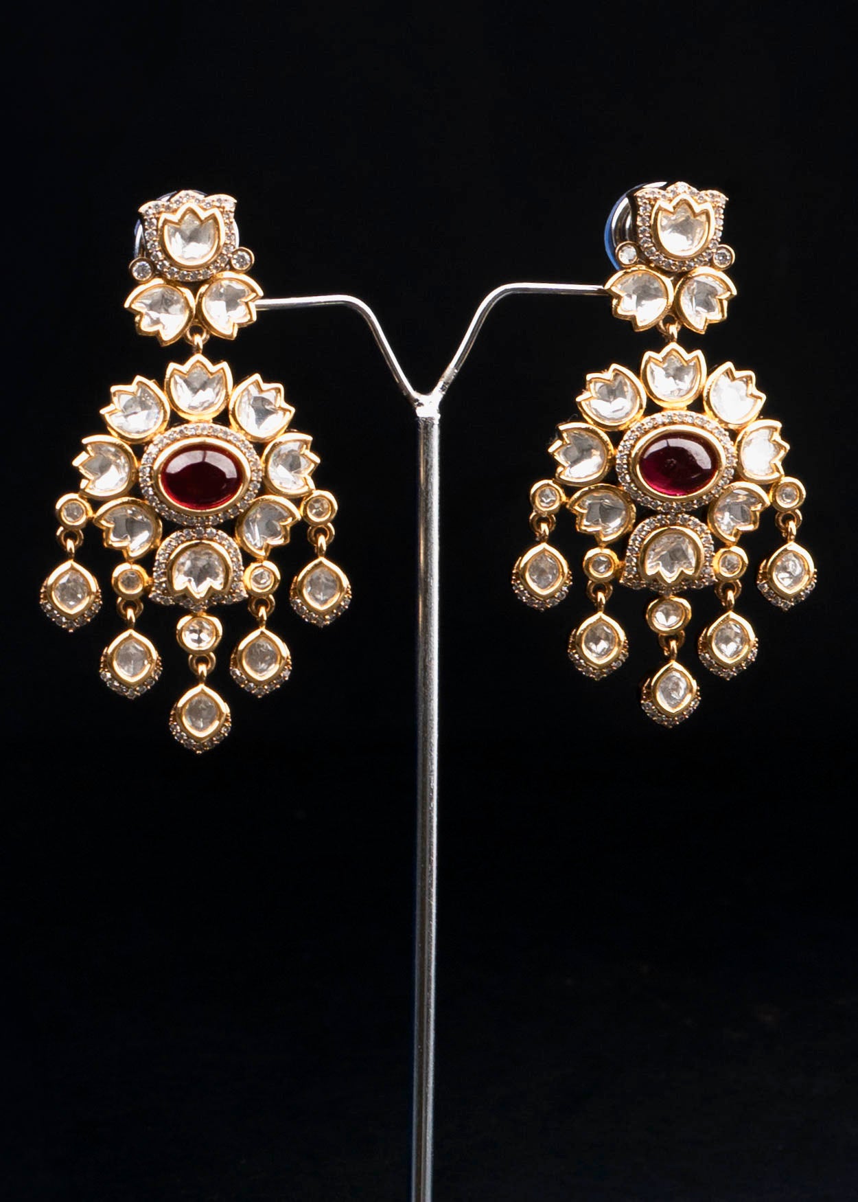 Red Moissanite Necklace Set with Mangtika