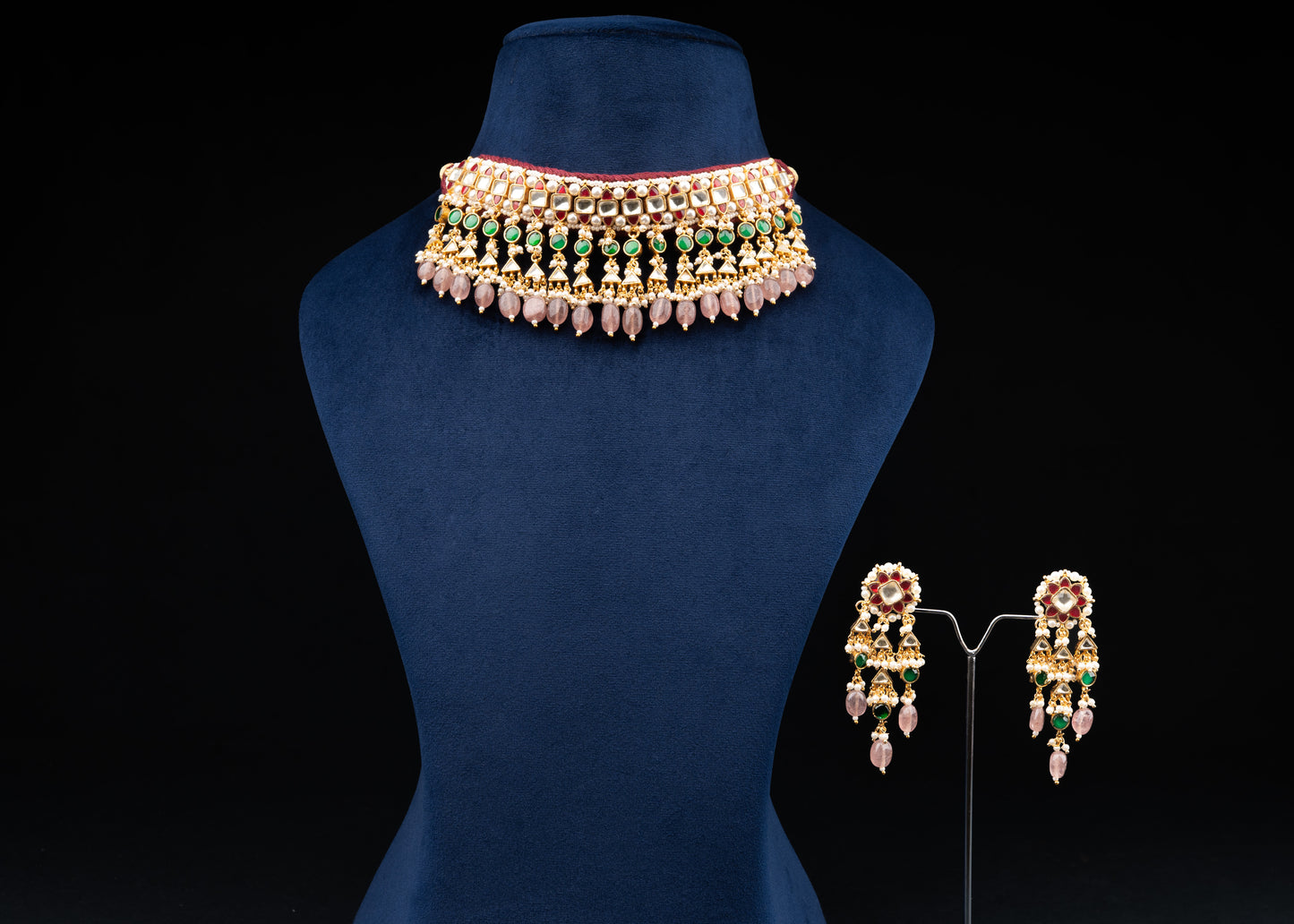 Tusi patta multicolor Jadau Necklace Set
