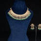 White Jadau Green Beads Necklace Set