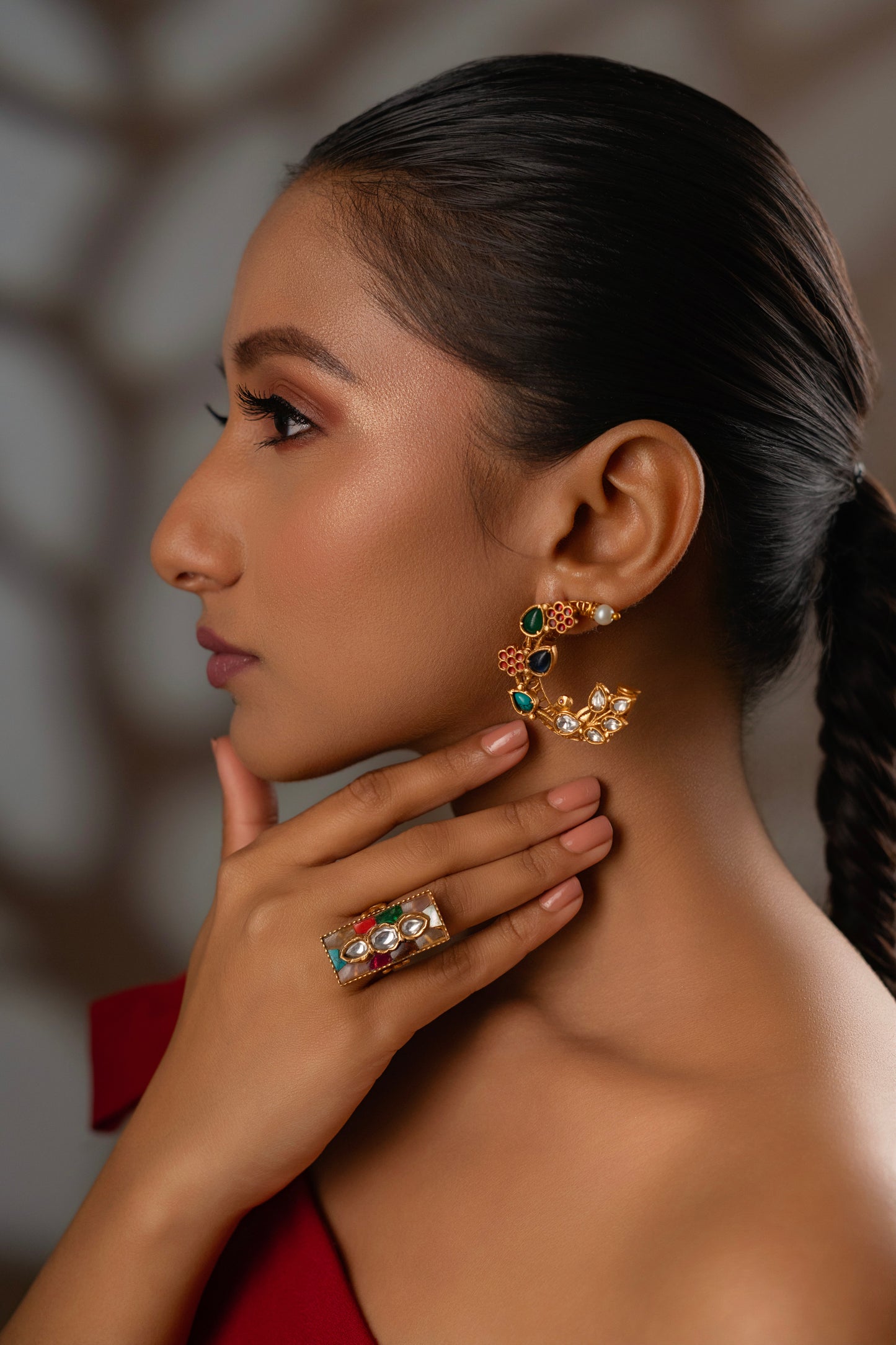 Chand Blue Firoza Stone Earrings VNE212