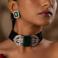 Shilpa Green stone Black Belt Chokar Set VNN203