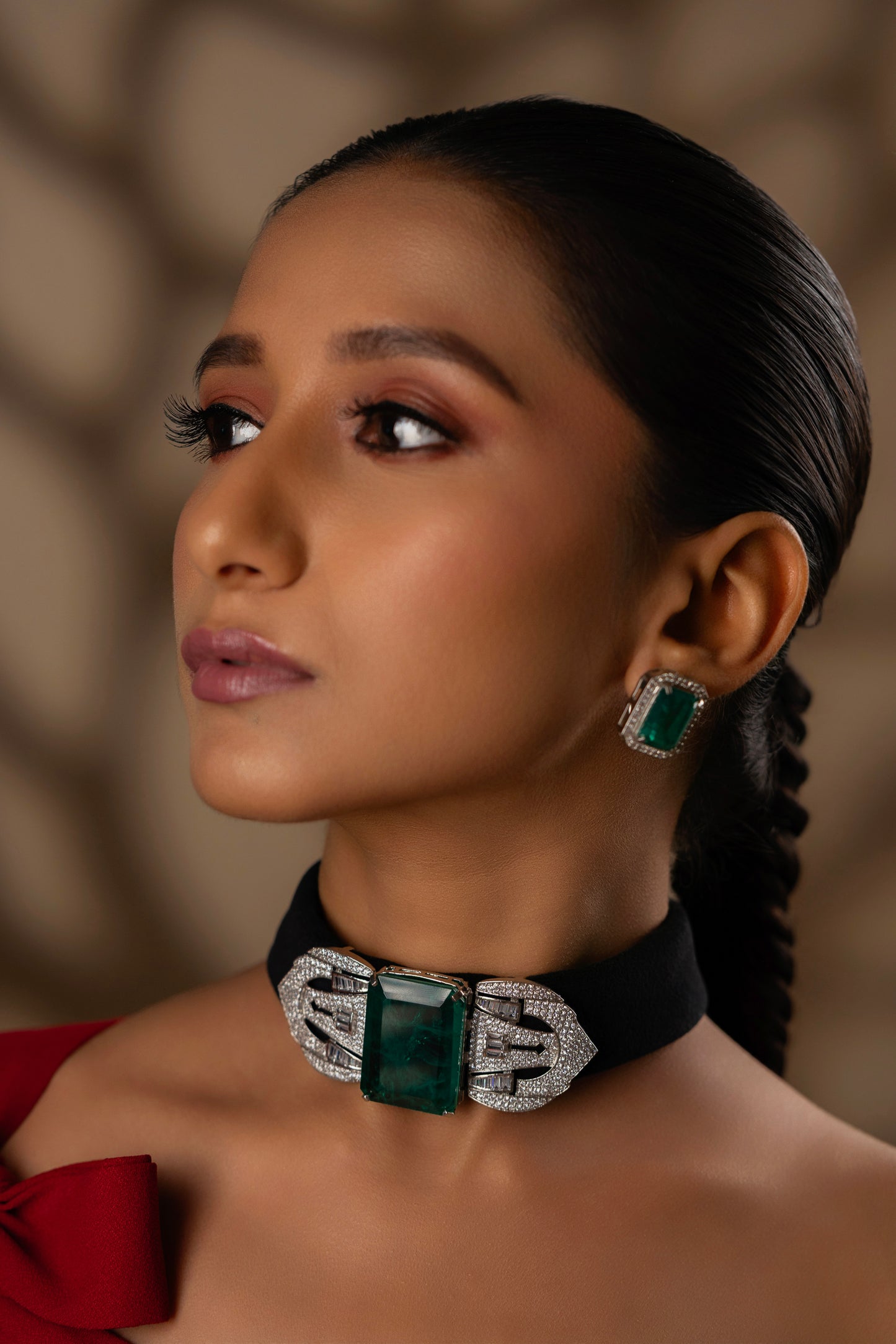 Shilpa Green stone Black Belt Chokar Set VNN203