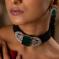 Shilpa Green stone Black Belt Chokar Set VNN203