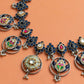 Blue Stone Pearl Necklace Set - VNG085