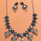 Blue Stone Pearl Necklace Set - VNG085