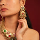 Multi Stone Fusion Gold Necklace Set - VNG104