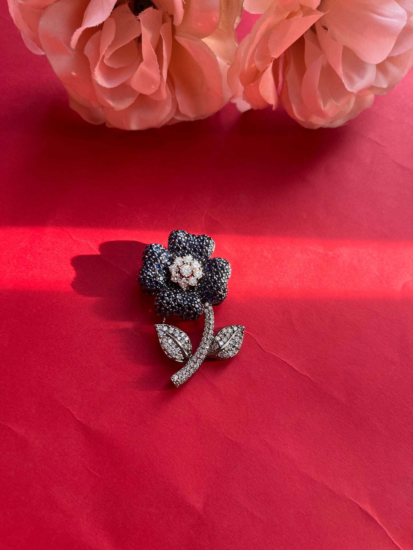 Blue Flower Diamond Broach VNA011