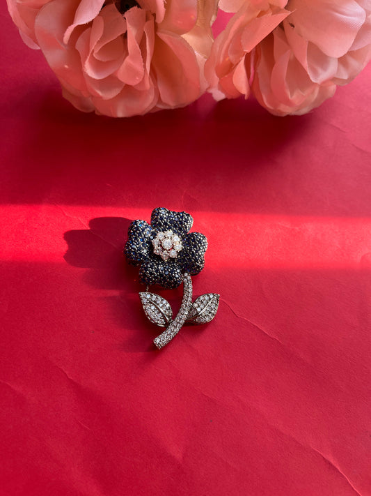 Blue Flower Diamond Broach VNA011