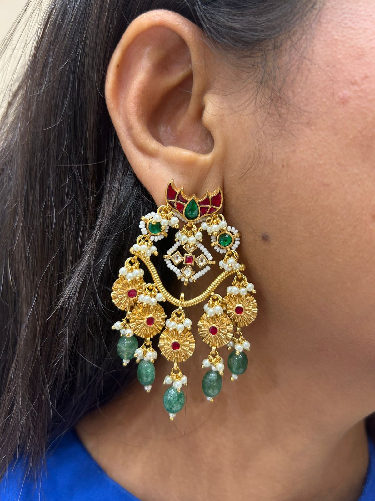 Rubi Firoza Jadau Earrings - VNE014