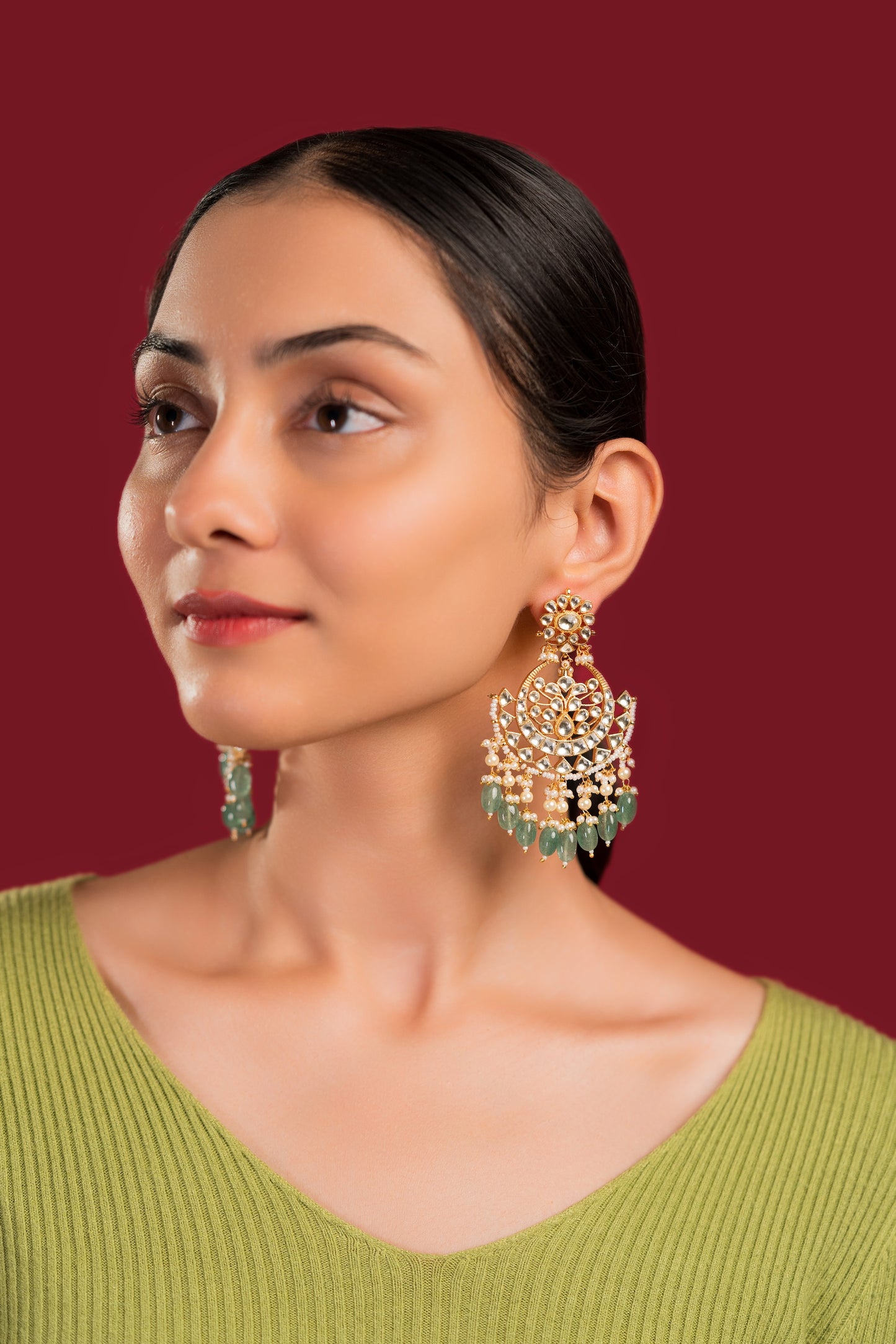 White Jadau Chandbali - VNE024