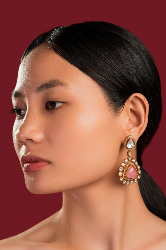 Pink Polki Earrings - VNE032
